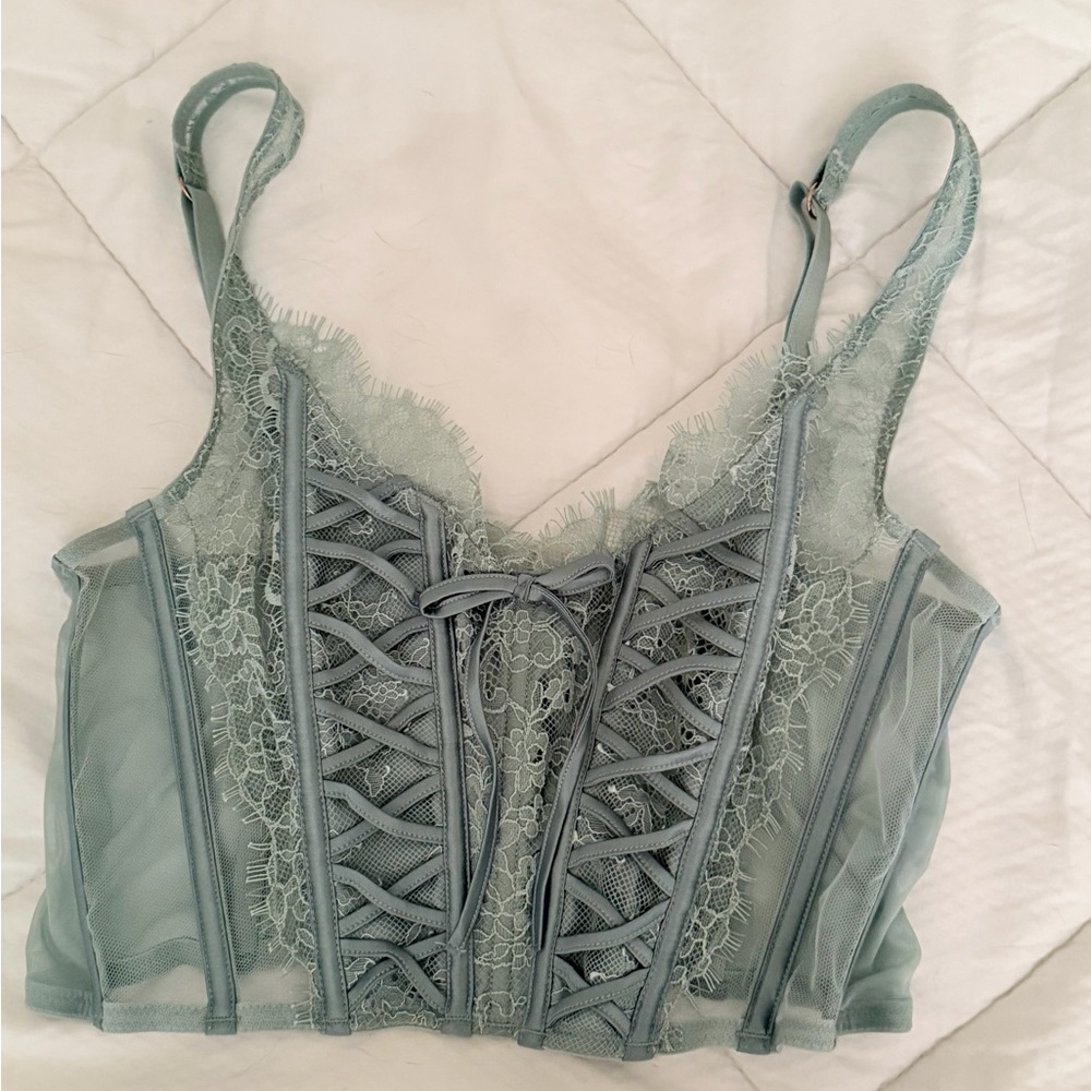 Victoria's Secret Lace Corset bra in Sage Green
